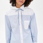 Helmi Striped Shirting Blouse With Hood Blue