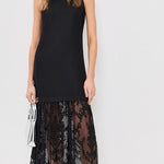 Marja Embroidery Mesh Combo Tank Dress Black