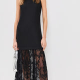 Marja Embroidery Mesh Combo Tank Dress Black
