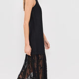 Marja Embroidery Mesh Combo Tank Dress Black