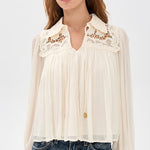 Daphne Lace Long Sleeve Top Cream