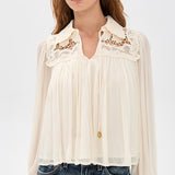 Daphne Lace Long Sleeve Top Cream