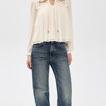 Daphne Lace Long Sleeve Top Cream