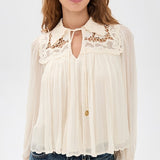 Daphne Lace Long Sleeve Top Cream