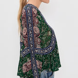 Melba Print Long Sleeve Top Green