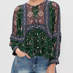 Melba Print Long Sleeve Top Green