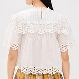 Leila Eyelet Short Sleeve Top White
