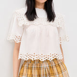 Leila Eyelet Short Sleeve Top White
