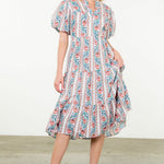 Pink and Blue Printed Maxi Dress