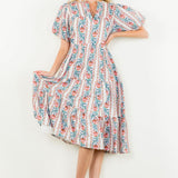 Pink and Blue Printed Maxi Dress
