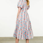 Pink and Blue Printed Maxi Dress