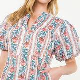 Pink and Blue Printed Maxi Dress