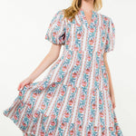 Pink and Blue Printed Maxi Dress