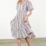 Pink and Blue Printed Maxi Dress