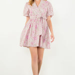 Pink and Mauve Floral Belted Dress
