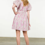 Pink and Mauve Floral Belted Dress