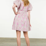 Pink and Mauve Floral Belted Dress