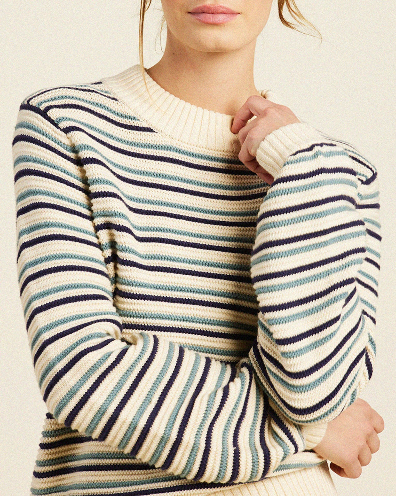 Susan Sweater Navy & Green Stripe