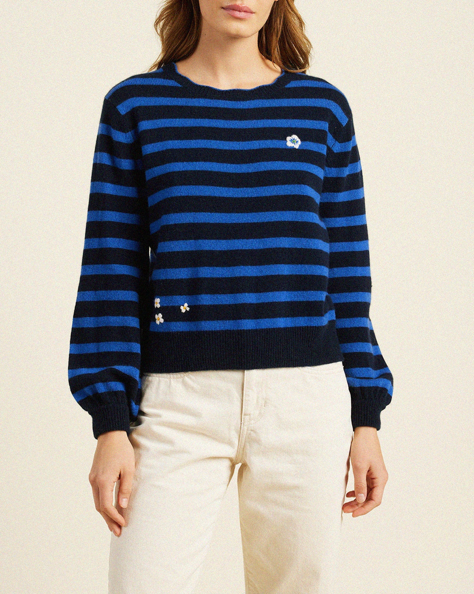 Cobalt and Navy Detailed Ryann Sweater