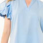 Solid Blue Poplin Blouse Baby Blue