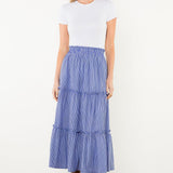 Easy Tiered Blue and White Skirt