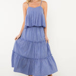 Easy Tiered Blue and White Skirt
