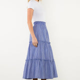 Easy Tiered Blue and White Skirt