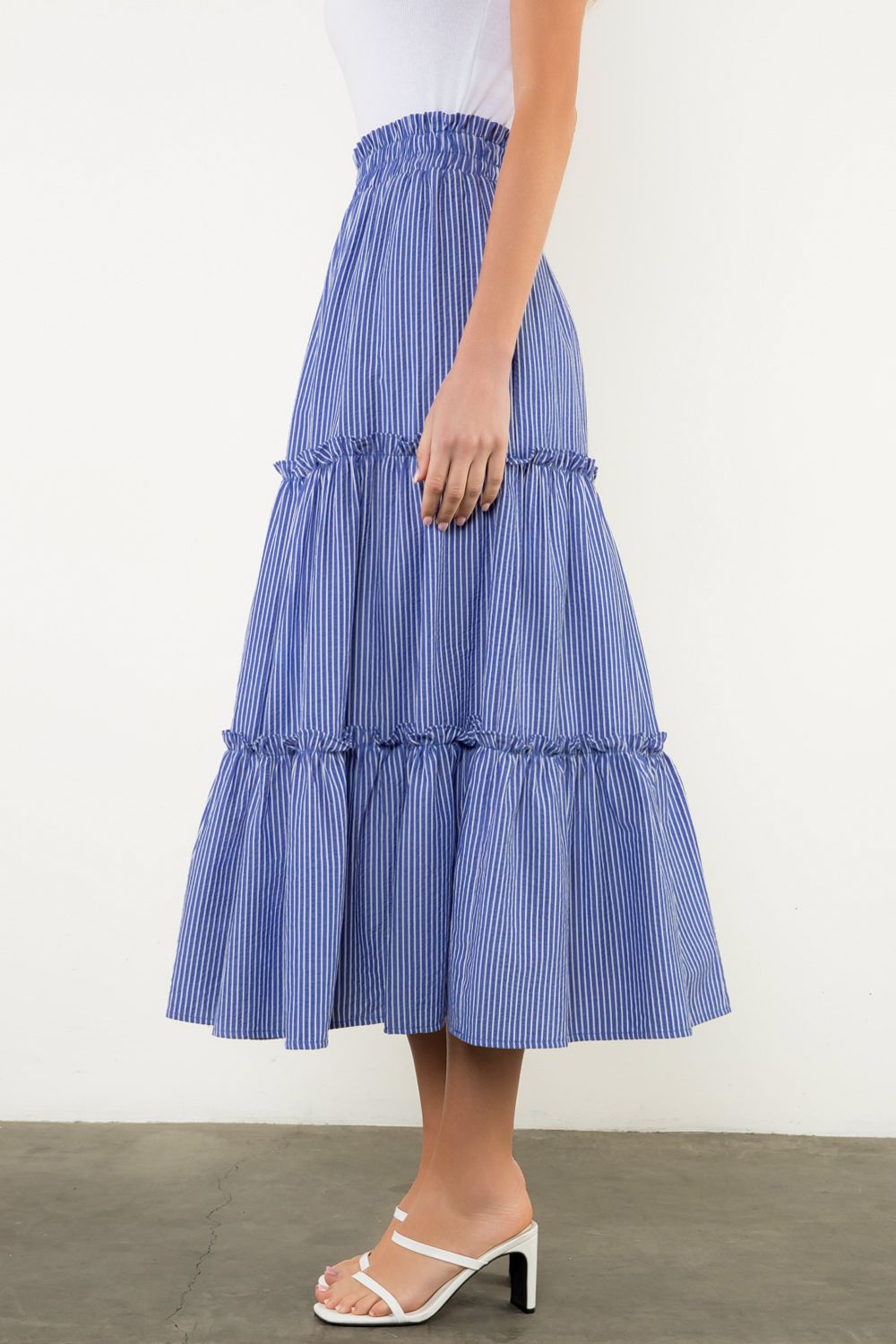Easy Tiered Blue and White Skirt
