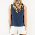 Basic Sleeveless Poplin Top Navy