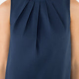 Basic Sleeveless Poplin Top Navy