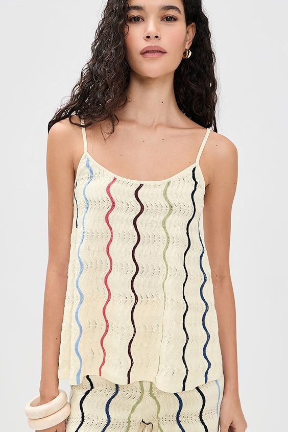 Gigi Knit Tank Cream/ Black