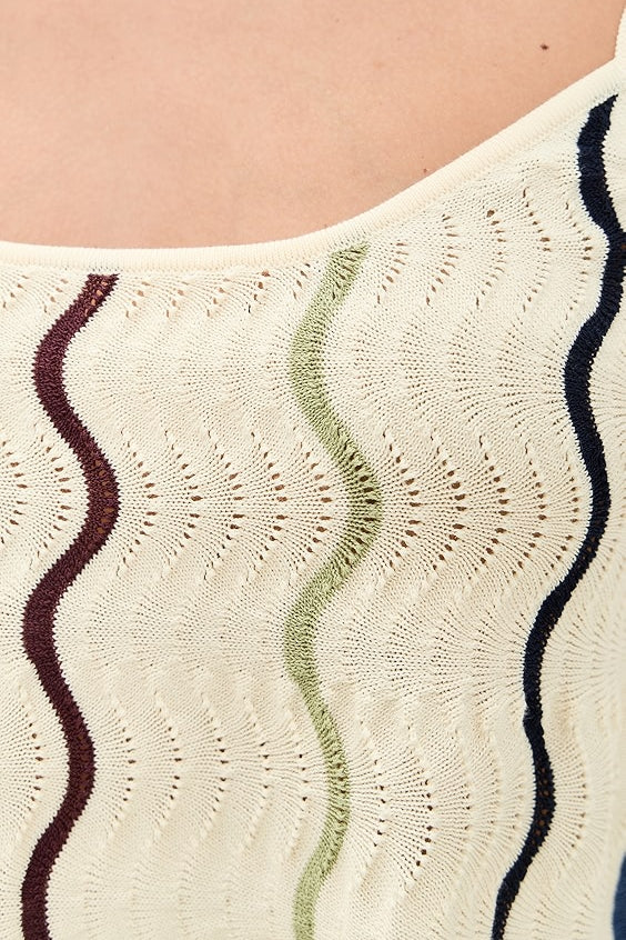 Gigi Knit Tank Cream/ Black