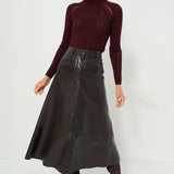 Cassia Leather Skirt Chocolate Brown