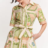 Sariyah Mini Shirt Dress Ivory Olive Multi