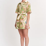 Sariyah Mini Shirt Dress Ivory Olive Multi
