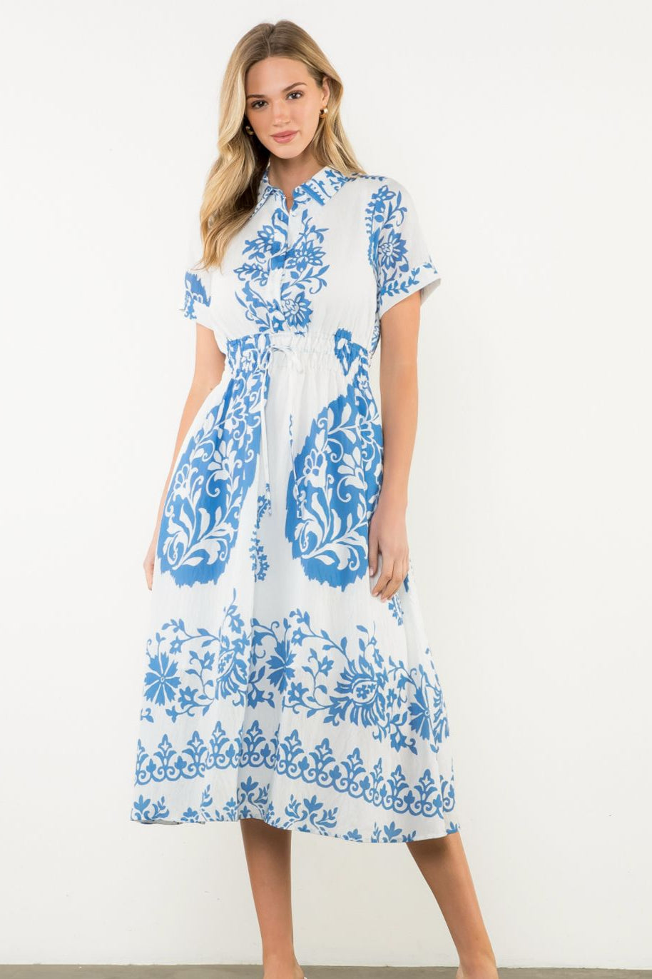 Printed Waist Synch Maxi Dress