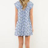 Nautical Printed Dress Blue and White