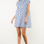 Nautical Printed Dress Blue and White