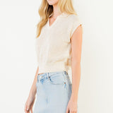 Sleeveless Collared V-Neck Knit Top