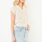 Sleeveless Collared V-Neck Knit Top