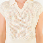 Sleeveless Collared V-Neck Knit Top