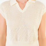 Sleeveless Collared V-Neck Knit Top