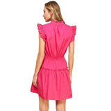 Pinch Pleated Ruffle Mini Dress