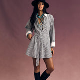 Louie Dress Slate Black Stripe