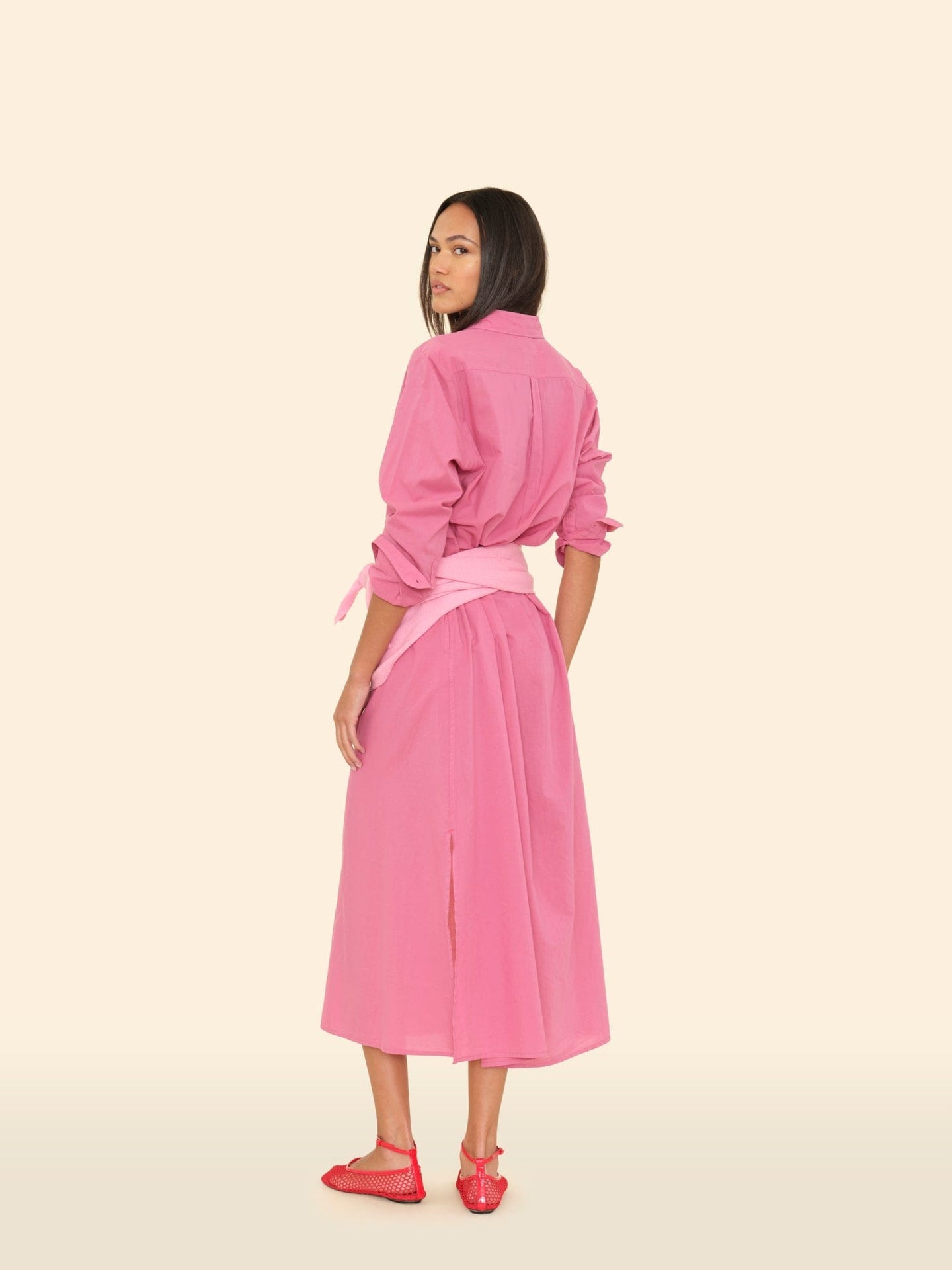 boden dress pink Boden Women's Sarah Cotton Midi Shirt Dress in Pink