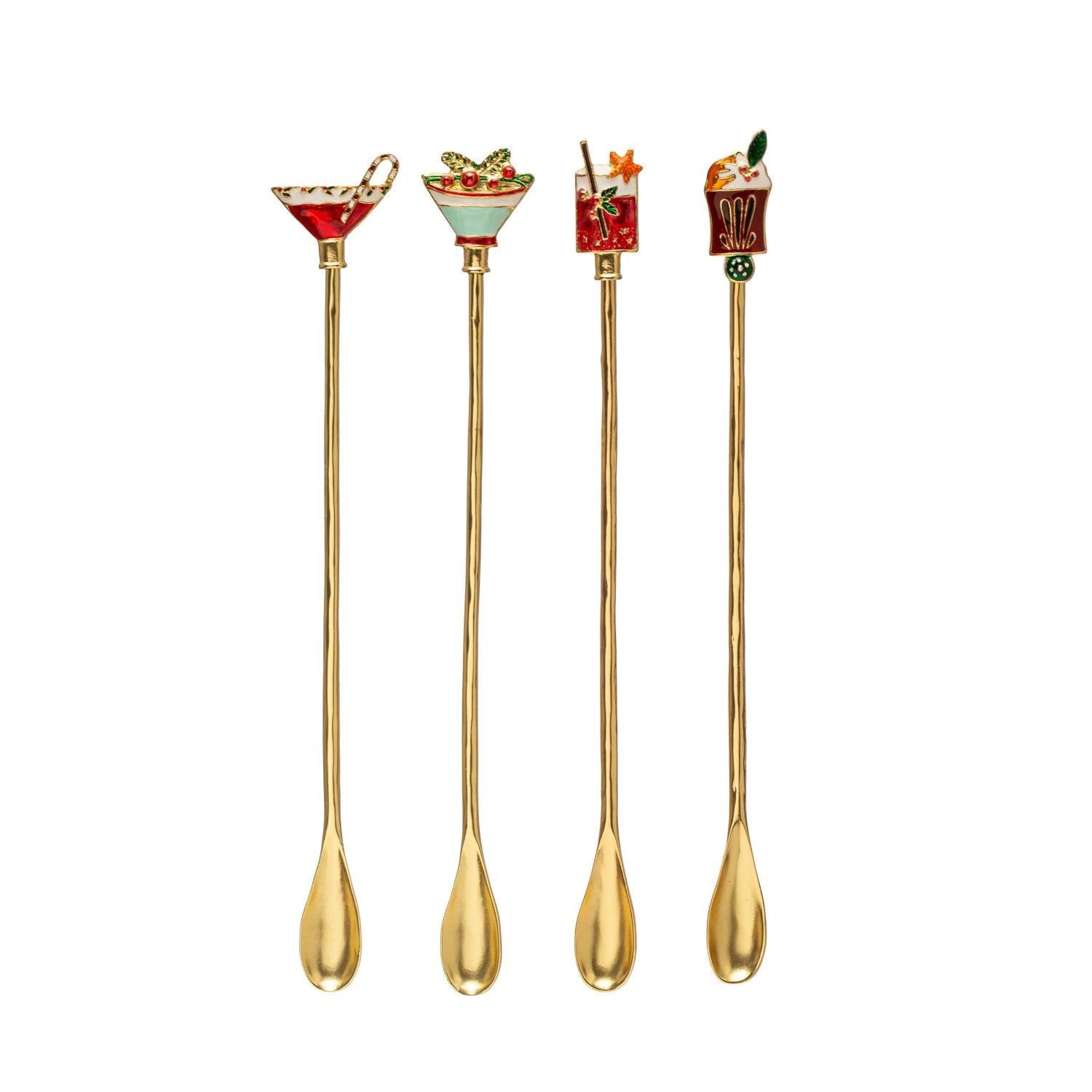 Holiday Enameled Cocktail Stirrer